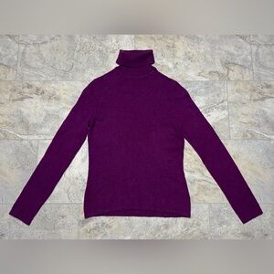 Lord & Taylor 2 Ply 100% Cashmere Turtleneck Sweater Women’s Size PL Purple
